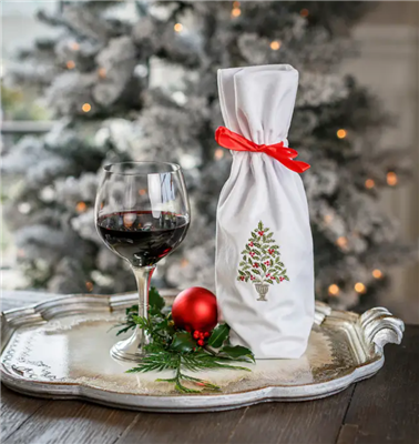 Ciao Bella Crown Linen Designs Holly Tree Wine Bag