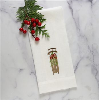 Ciao Bella Christmas Sled Linen Tea Towel