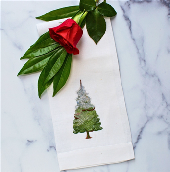 Ciao Bella Snowy Pine Linen Tea Towel