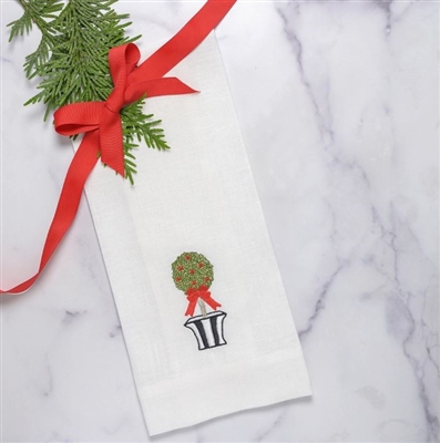 Ciao Bella Holiday Topiary Linen Tea Towel