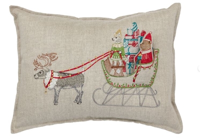 Christmas Coral and Tusk Santa's Sleigh Pillow