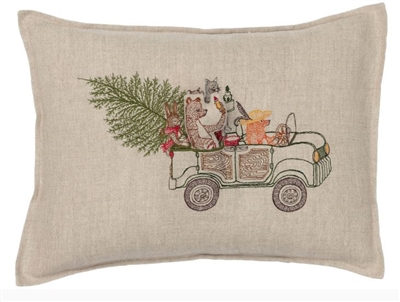 Christmas Coral and Tusk Christmas Tree Pillow