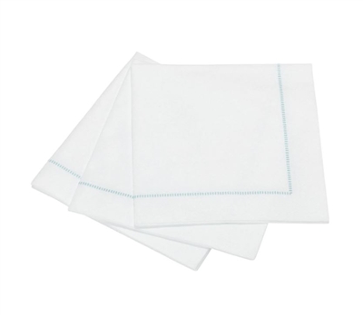 Ciao Bella Hemstitch Cocktail Napkins, Arctic Blue