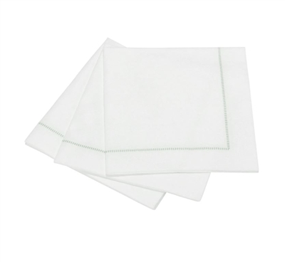 Ciao Bella Hemstitch Cocktail Napkins, Misty Green