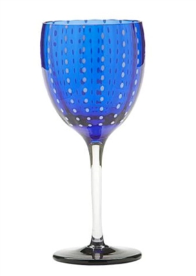 Ciao Bella Cobalt Perle Wine Goblet (Set of 2)